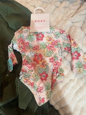 Roxy Pink Tropical Floral Long-Sleeve Infant Rashguard